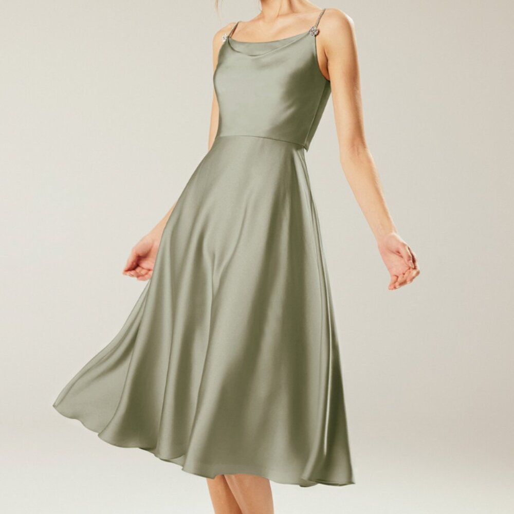 AW Marin Dress Size 8 in Fennel Seed Satin Charmeuse